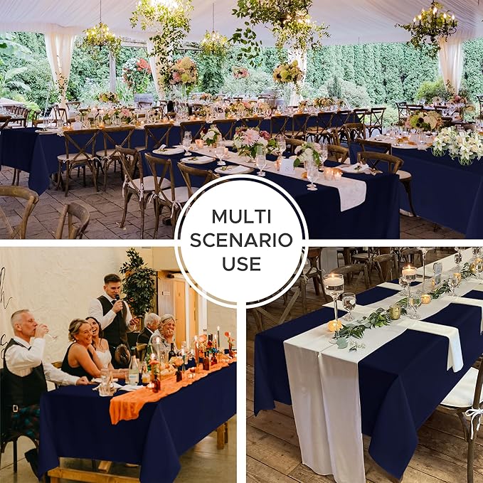 Fitable 8 Pack Table Cloth Rectangle Table: Stain and Wrinkle Resistant Tablecloth Rectangular, Washable Polyester Tablecloths for Wedding Party Dining Banquet Event Catering(Navy, 70x120 Inch)