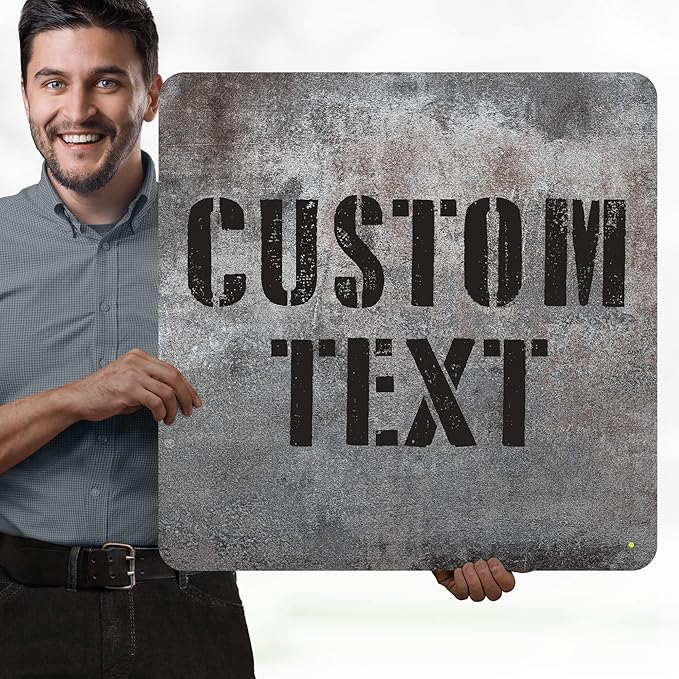Custom Sign, Custom Street Sign, 11 Font Colors, 13 Font Styles, 4 Hole Options, 22 Sizes, 24x24 Inches, Rust Free DiBound, Fade Resistant, Made in USA by My Sign Center (Grunge Metal)