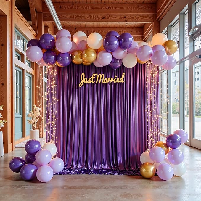 10x10ft Thick Purple Glitter Backdrop Curtain Panels for Parties, Wrinkle Free Sequin Sparking Photo Backdrop Drapes, 2 Panels 5x10ft Shimmer Back Drop Cloth for Wedding Birthday Photography