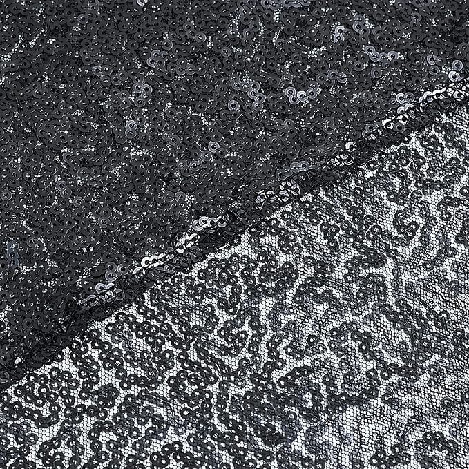Sugargirl Halloween Black Sequin Backdrop Curtain 4 Panels 2FTx8FT Glitter Black Background Drapes Sparkle Photography Backdrop for Party Wedding Birthday Wall Decoration