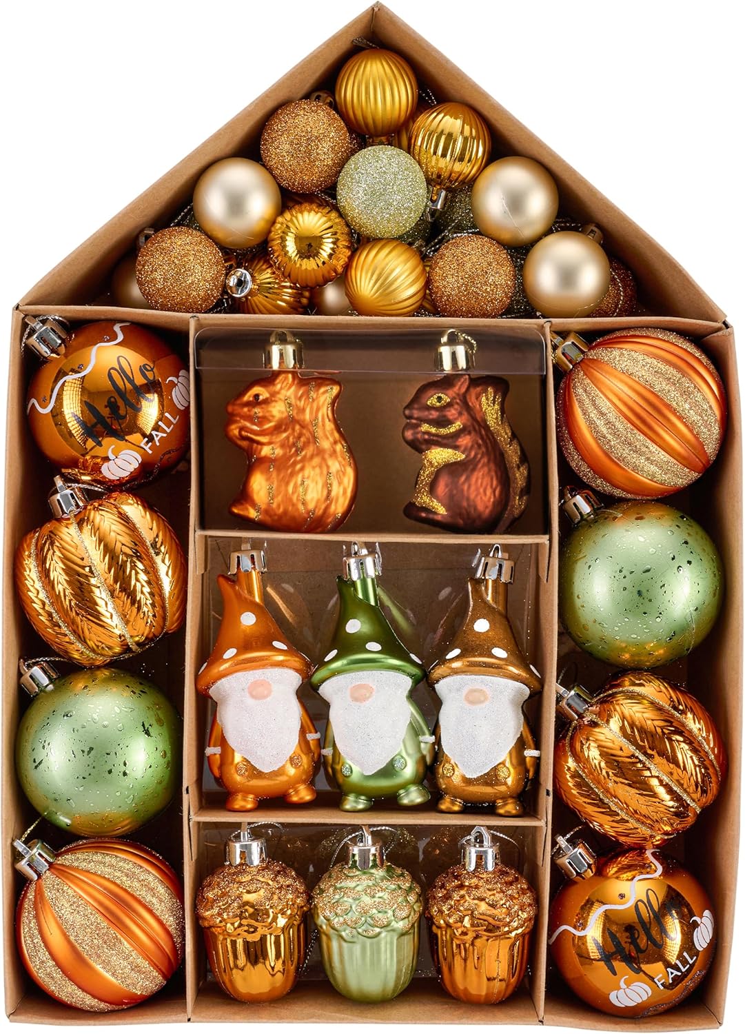 Valery Madelyn 40ct Fall Ornaments Shatterproof Tree Decorations for Home | Orange Gnome Pumpkin Ball Ornaments Farmhouse Hanging Decor for Harvest Thanksgiving Autumn Party