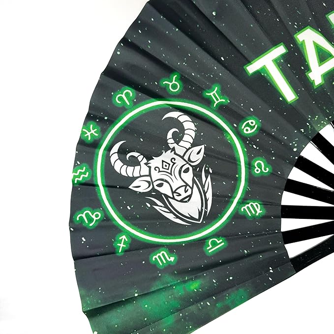 DeFlare | Cosmic Zodiac Rave Fan | Zodiac Sign Hand Fan | Astrology Rave Fan | Hand Fan | Large Rave Fan | Large Clacking Fan