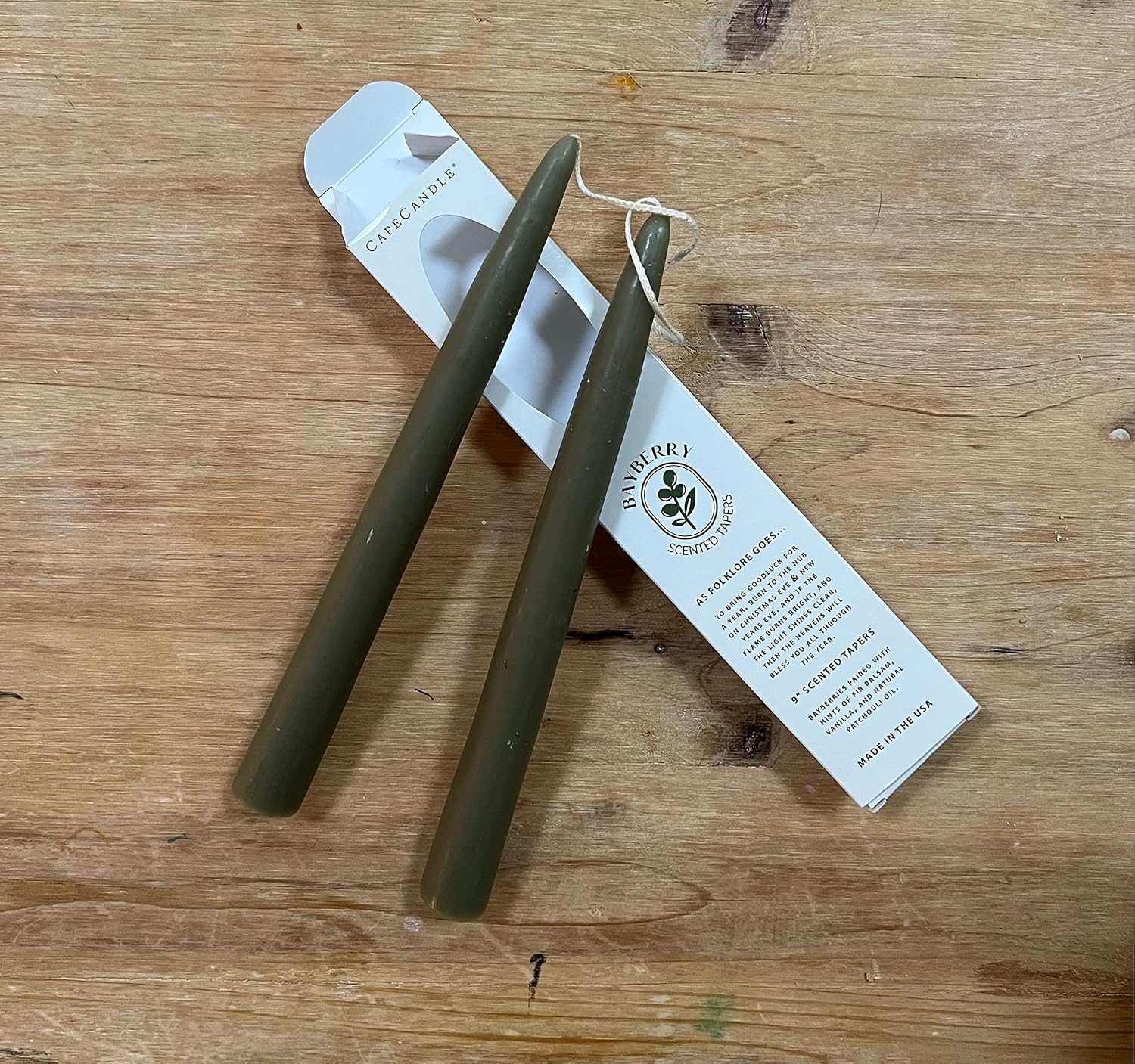 Scented Bayberry Tapers 9"