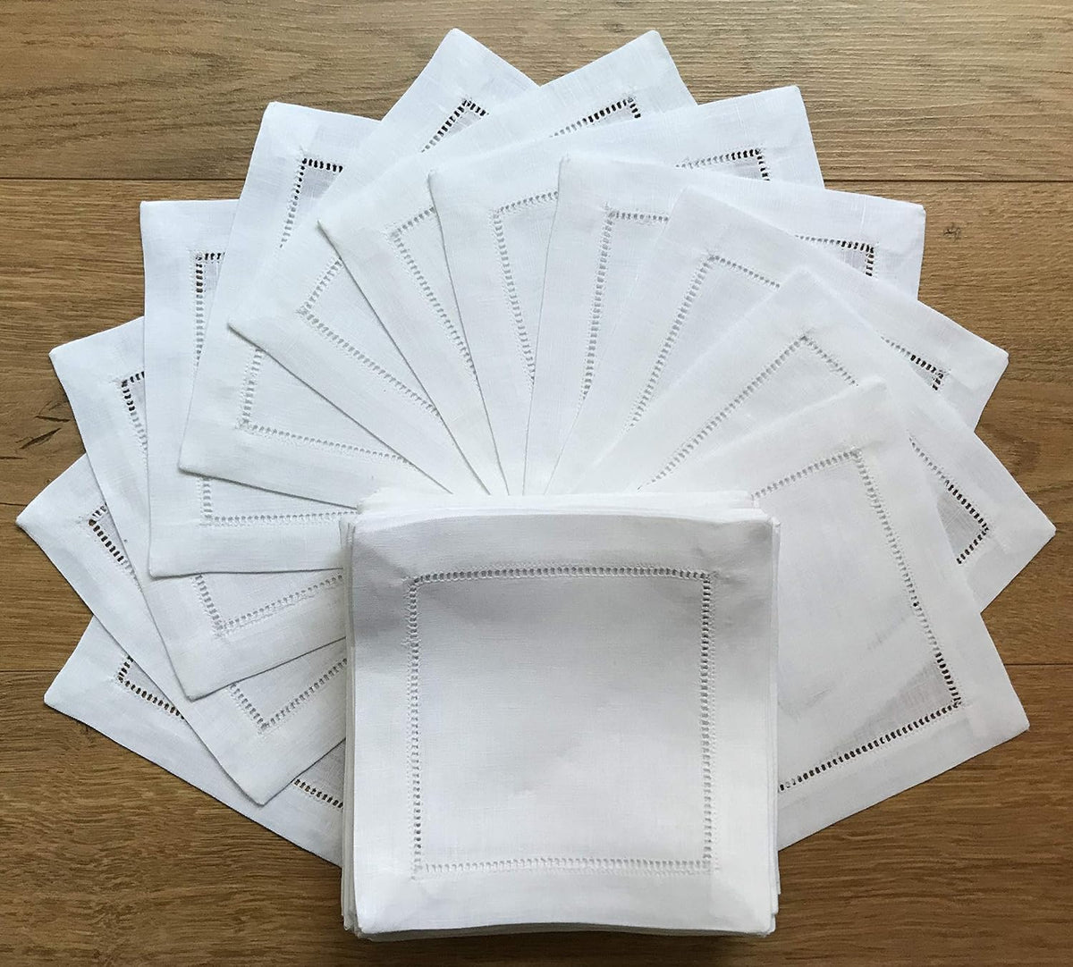 White Linen Cocktail Napkin 6"x6" Set of 50 Linen Cloth Napkin Coas...
