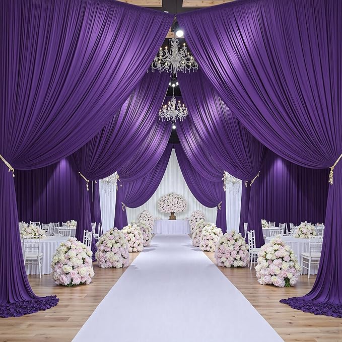 30ftx10ft Purple Backdrop Curtains for Party Background, Wrinkle Free Purple Photo Backdrop Drapes 6 Panels Back Drop Cloth for Wedding Birthday Photography Baby Shower Decor