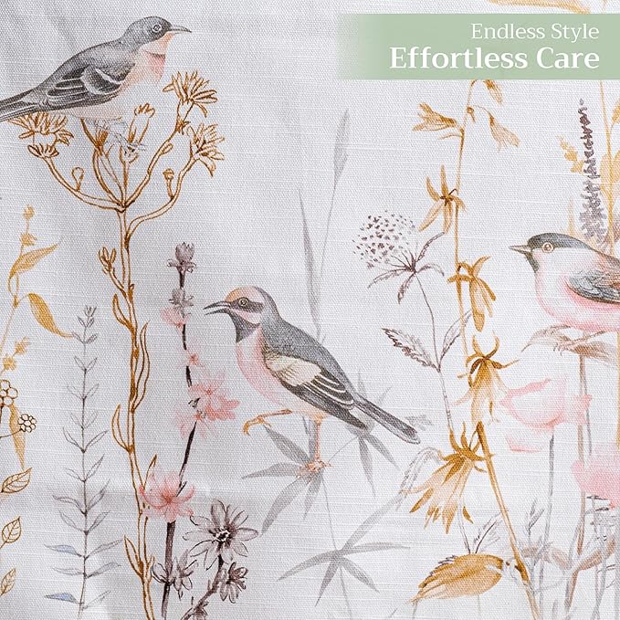 Maison d' Hermine Table Runner 100% Cotton Double Layer Table Runners 108 inches Long Decorative for Home Dining Party Wedding Bridal Shower Spring Summer (Meadow Florals - Beige, 14.50" x 108")
