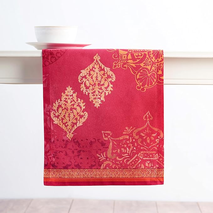 Maison d' Hermine Table Runner 100% Cotton Single Layer Table Runners 108 inches Long for Thanksgiving Christmas Decorations Home Kitchen Dining Party Wedding (Versailles, 14.5" x 108")