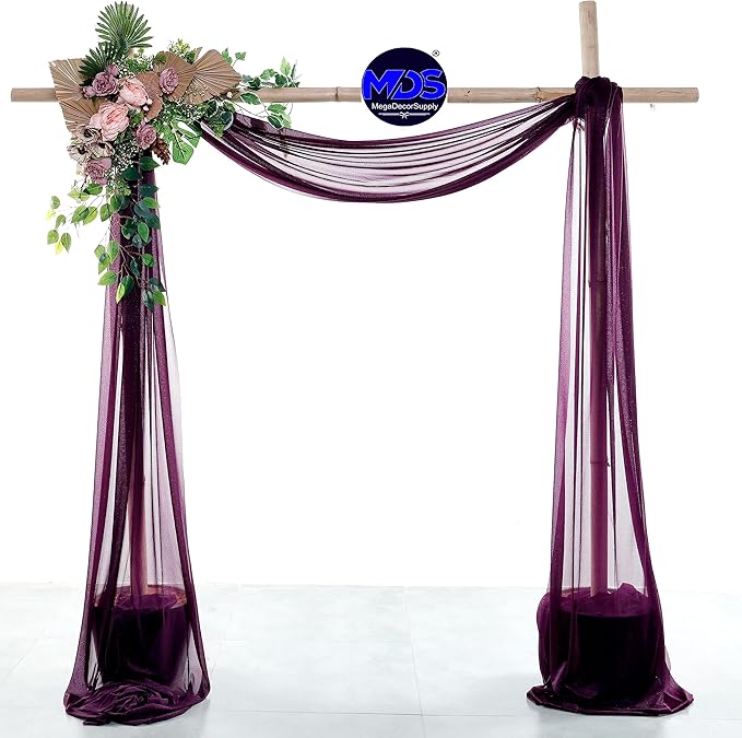 MDS Halloween Chiffon Draping Fabric - 1 Panel, 30" Wide x 75ft Long - Sheer Spooky Arbor & Canopy Drapery for Haunted House Backdrops, Party Ceilings, DIY Costumes & Themed Events - Eggplant
