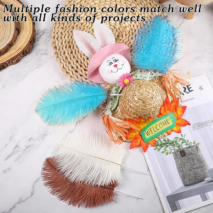 SOGUGOM Turquoise Craft Ostrich Feathers - 30PCS 6-8 inch Ostrich Feathers Kit for Centerpieces, Kindergarten Crafts, Dream Catchers and DIY Projects(Turquoise)