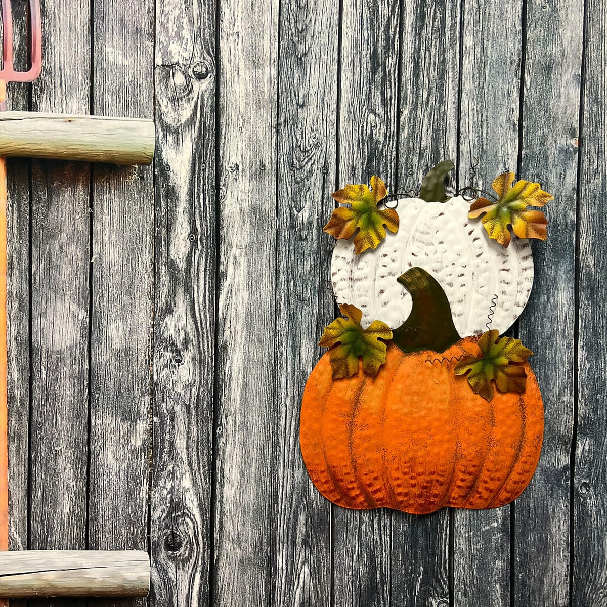 SAGUZOU Metal Stacked Pumpkin Garden Stake, Outdoor Fall Yard Decor with Doub...