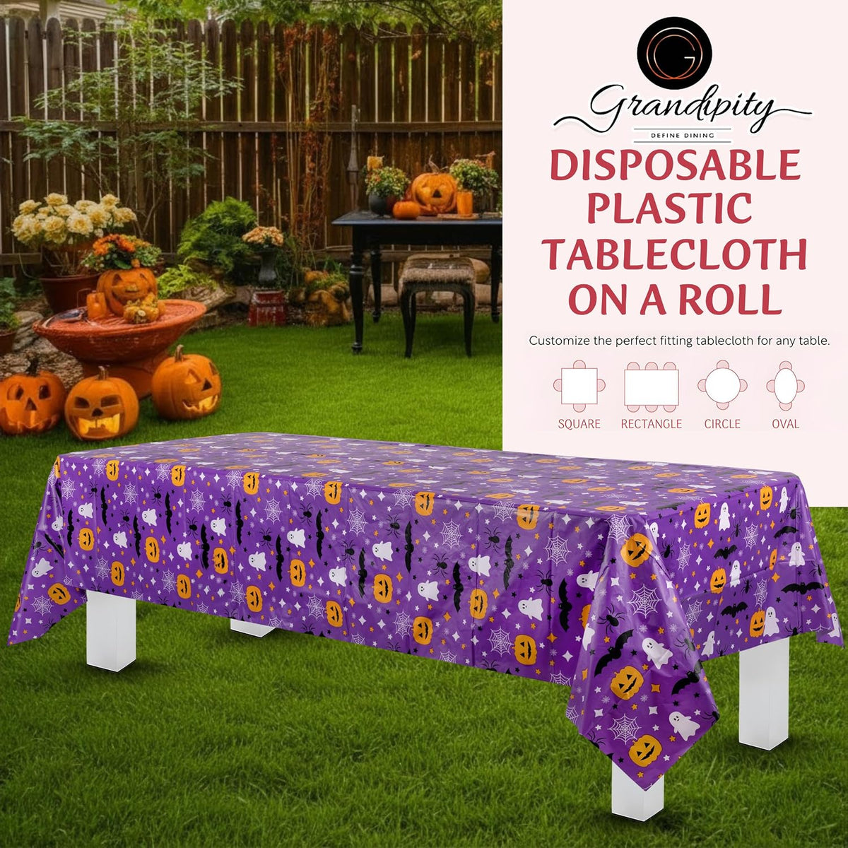 Grandipity Plastic Table Cloth Roll - 54in x 300 Ft. Table Cover