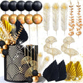 Boho Cake Topper Black Gold Balls Cake Topper Gold Leaves Cake Decorations Prom Cake Decoration Roaring 20s Cake Decoration 1920s Party Supplies Balls Cake Decorations