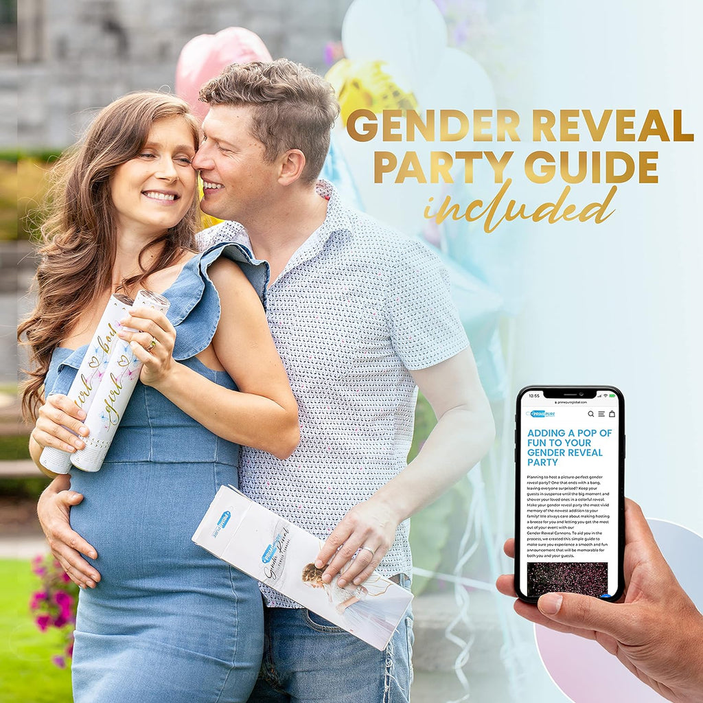 PrimePure Gender Reveal Confetti Cannon, Biodegradable Blue Powder, 2 Pack