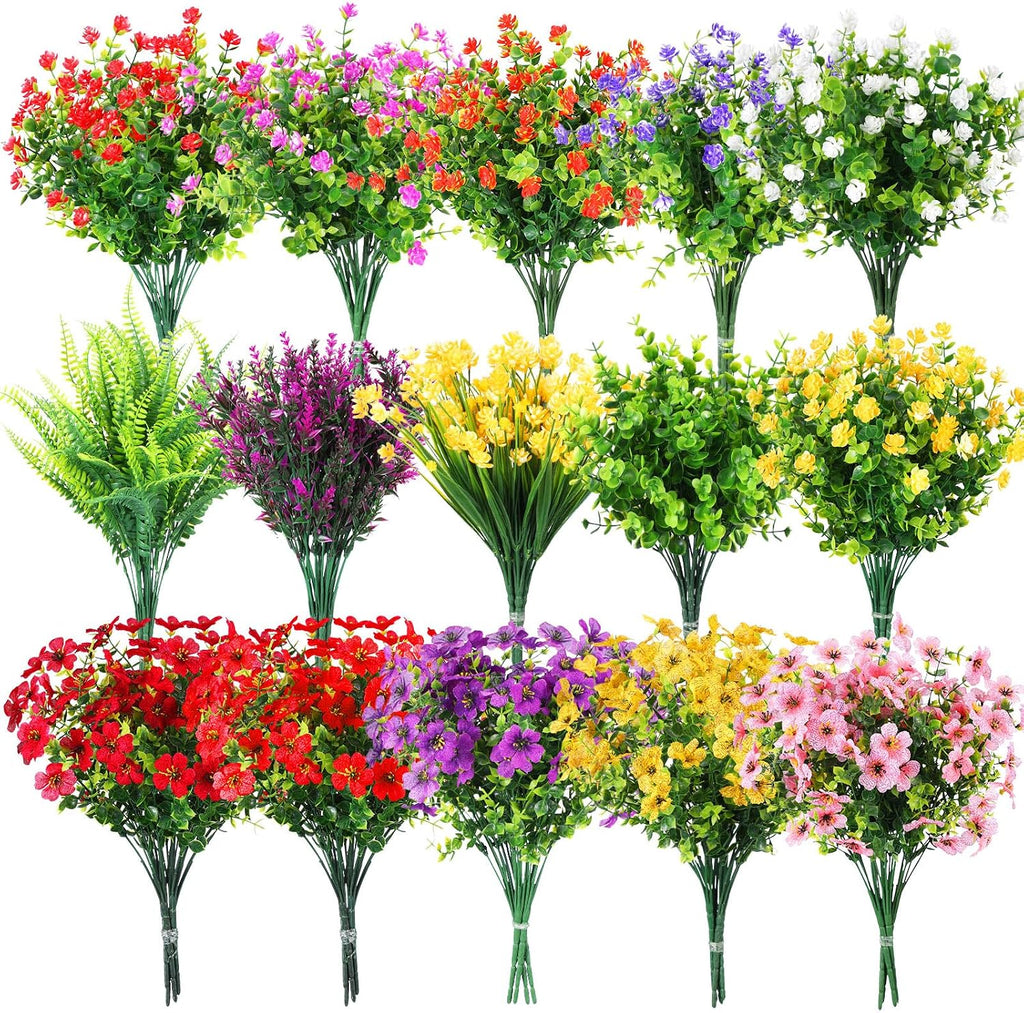 thiccywoov 60 bundles outdoor artificial fall flowers bulk,spring,colorful, main product view
