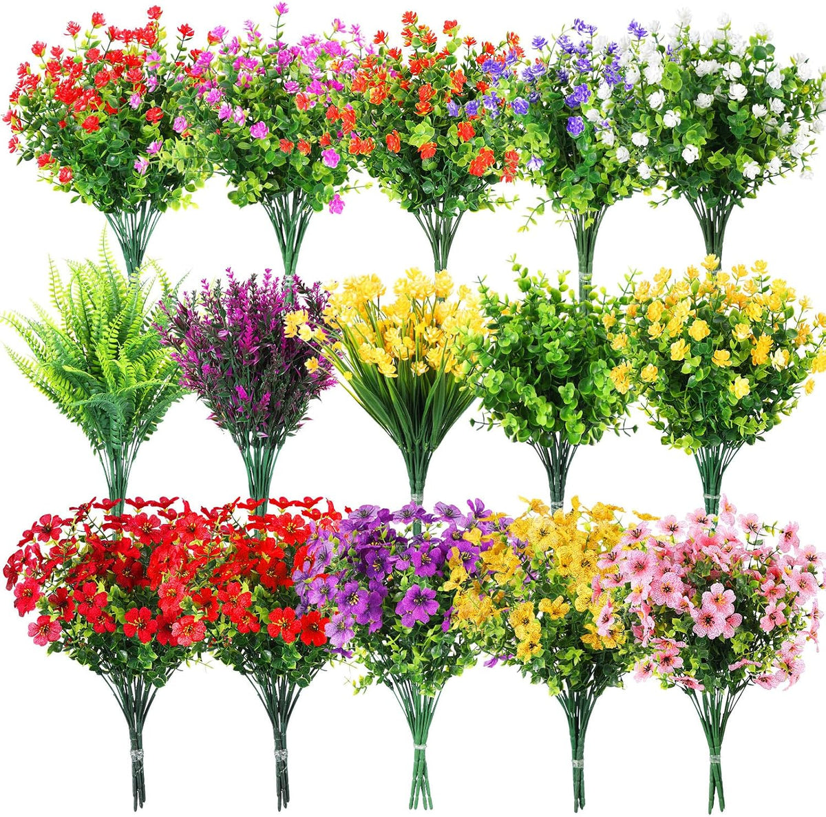thiccywoov 60 bundles outdoor artificial fall flowers bulk,spring,colorful, main product view