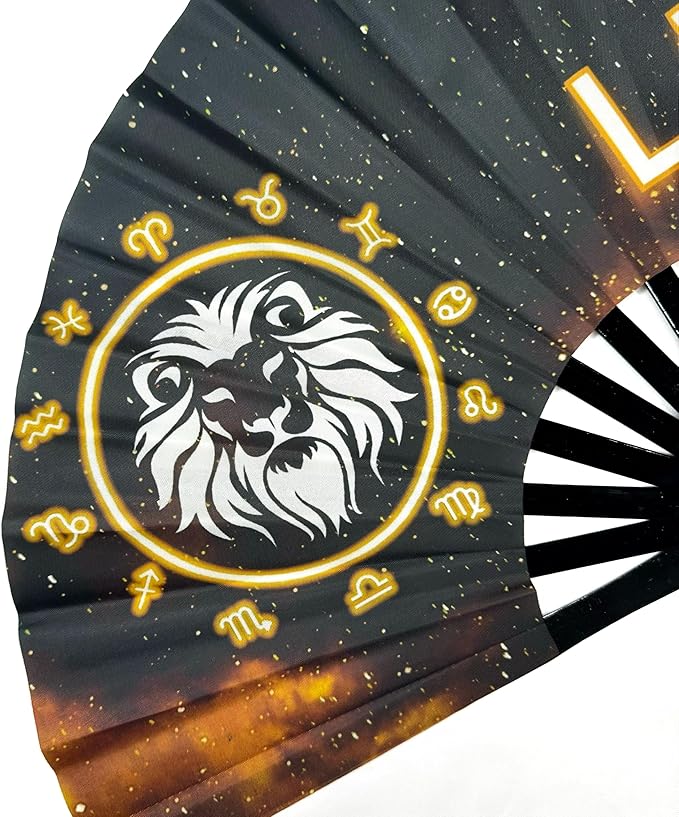 DeFlare | Cosmic Zodiac Rave Fan | Zodiac Sign Hand Fan | Astrology Rave Fan | Hand Fan | Large Rave Fan | Large Clacking Fan