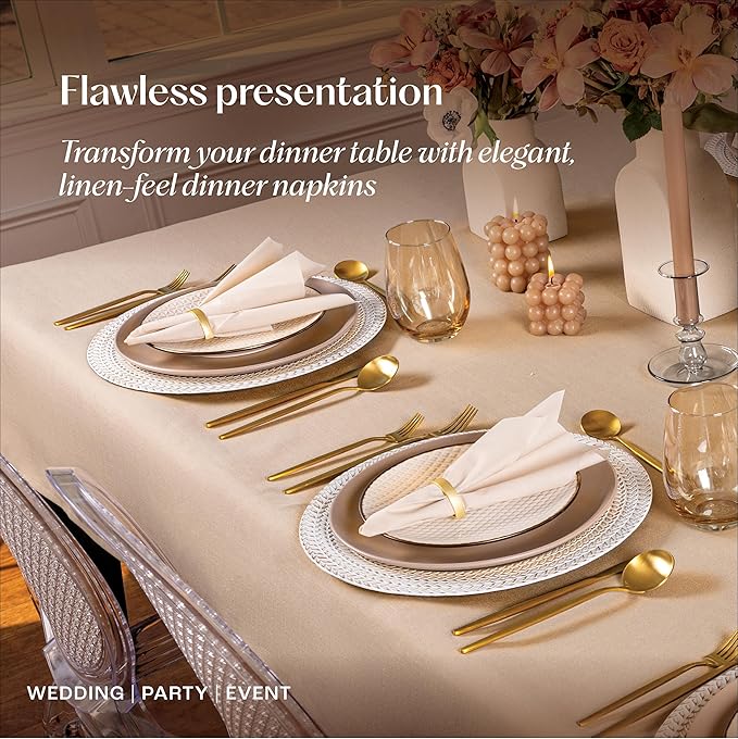 50-Pack Disposable Linen-Feel Pebble Stone Napkins, 12" x 17" Cloth-Like Paper Dinner Napkins For Wedding, Bathroom, Party Or Event