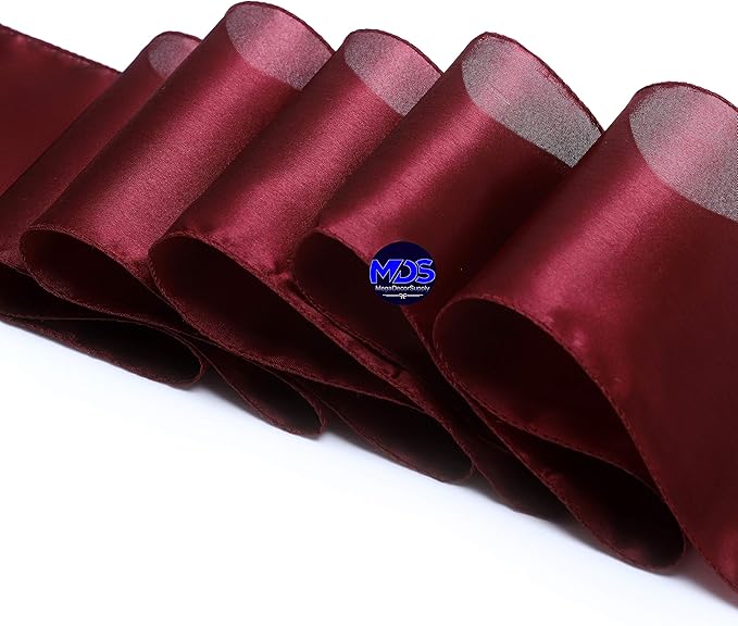 MDS Pack of 125 PCS Satin Chair Sashes Charmeuse Sateen Dining Chair Bows Ribbon Ties Back Sash for Wedding Party Birthday Home Hotel Restaurant Banquet Decoration (7 x 108 Inch, Maroon)
