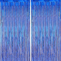 2 Pack Blue Foil Fringe Backdrop Curtains, Tinsel Streamers Party Decorations, Fringe Backdrop for Graduation, Disco Party