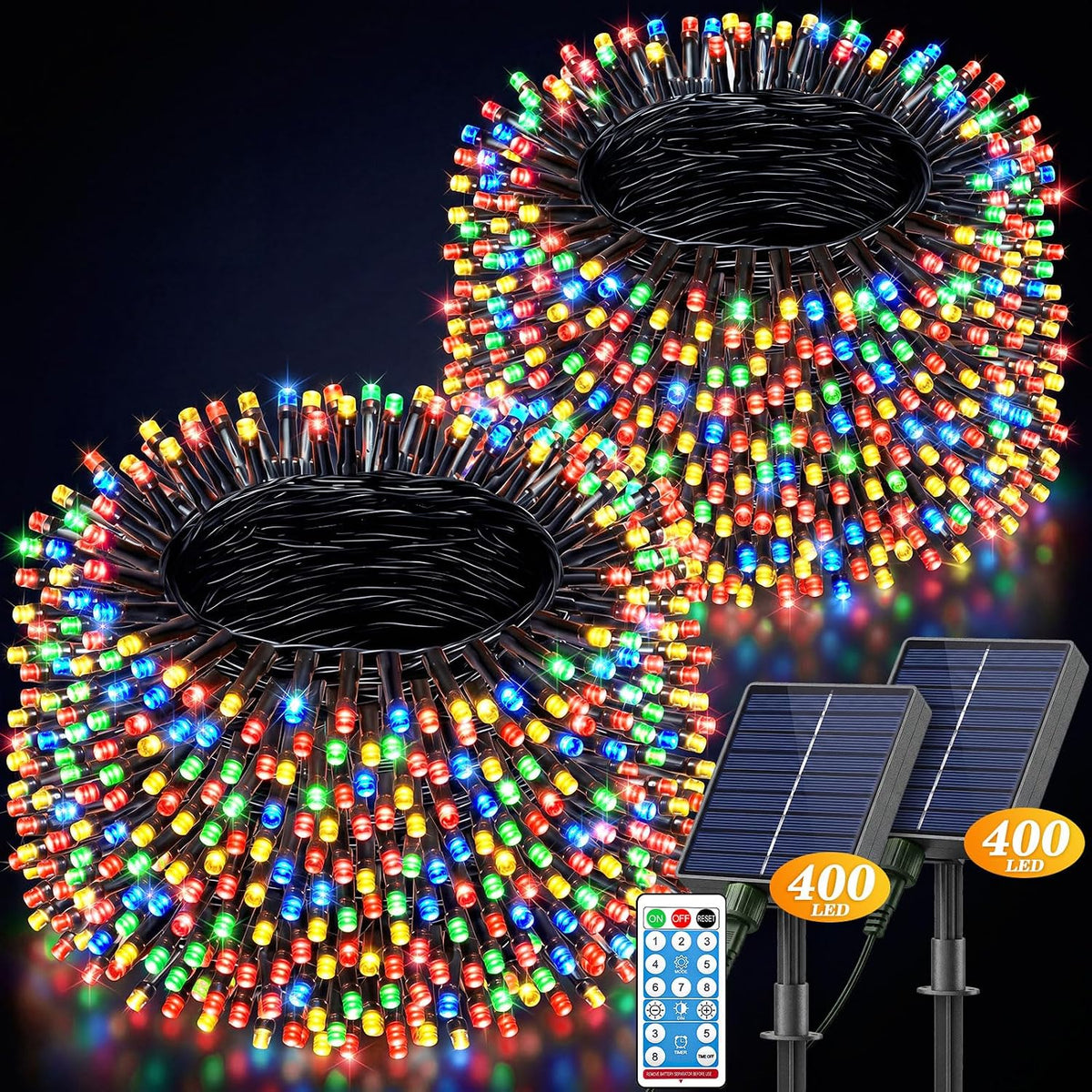 lithome 2 pack upgraded solar string lights outdoor, main product view