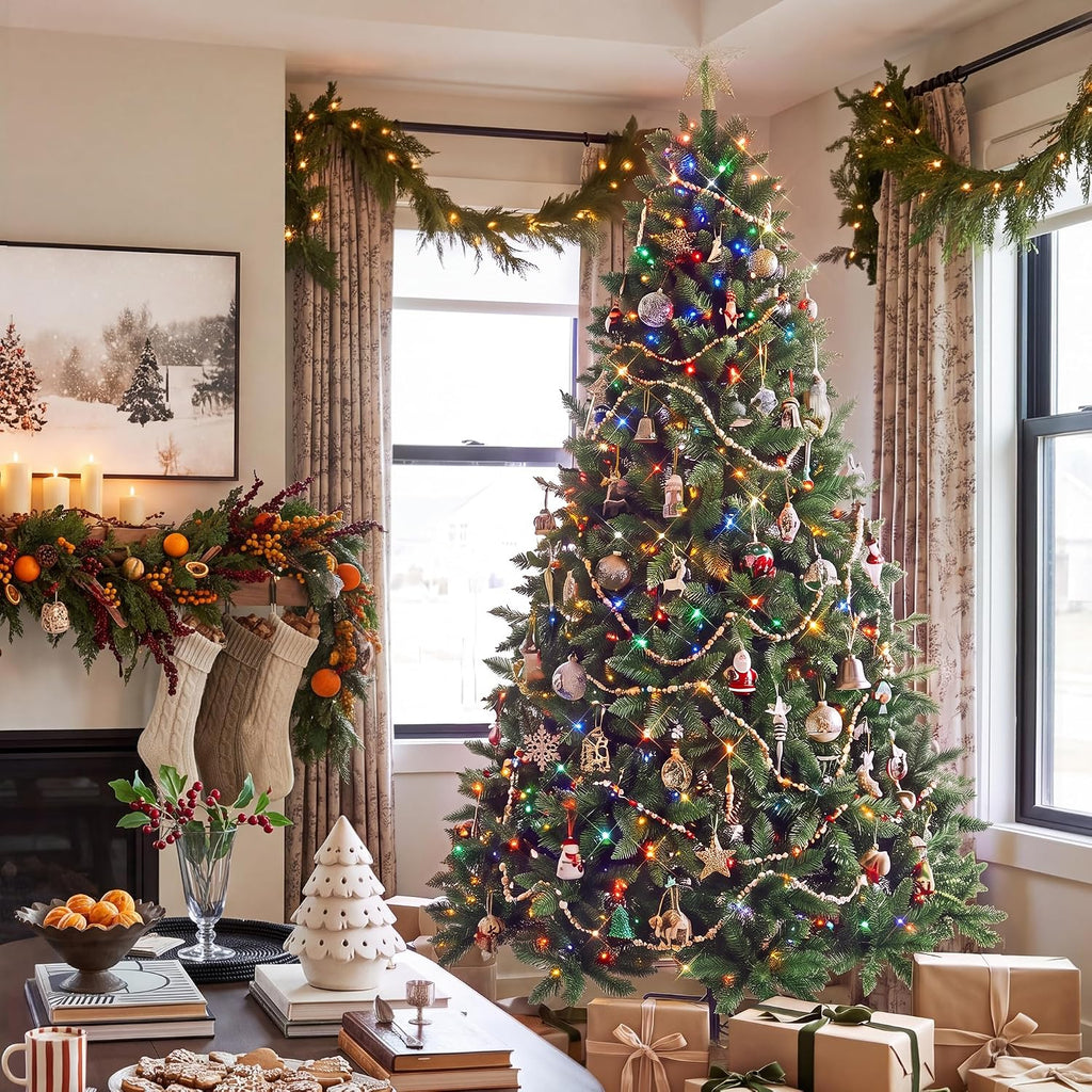 hollo star 6ft prelit christmas tree, multi-color rgbw shown in use