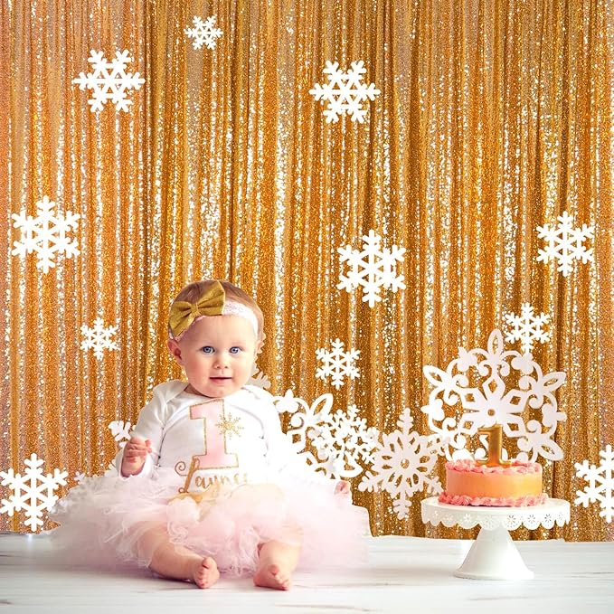 ShinyBeauty Sequin Curtain-Backdrop-5FTx10FT-Gold-Sequin Fabric Photo Booth Backdrop Glitter Backdrop Gold Photography Backdrop