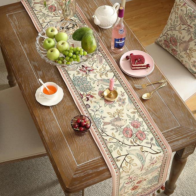 Velvet French Table Runner Farmhouse for Home Kitchen Dining Decor Parties Family Dinners Wedding 12"*118"
