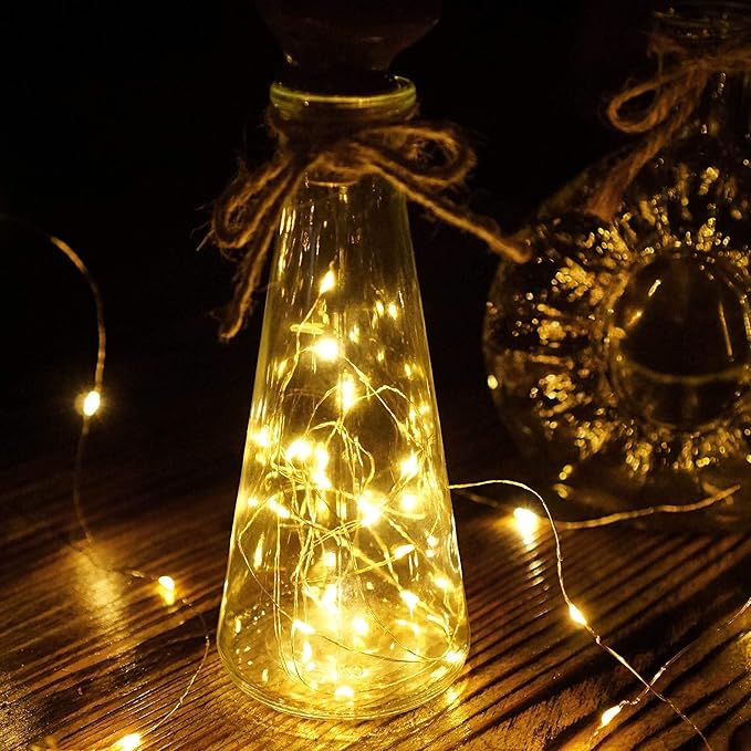 Decorman Upgraded 10 Pack Solar Wine Bottle Lights 20 LEDs Waterproof Silver Wire Cork Lights for Party, Wedding, Christmas, Holiday, Outdoor, Garden, Patio, Pathway Decor