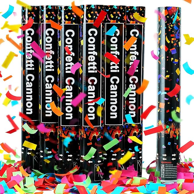 16in Biodegradable Confetti Poppers,Confetti Cannons Bulk with Colorful Confettis Design for Ceremony Party Favor Supplies,Birthday Holiday,Halloween Thanksgiving,Christmas,New Year's Eve(2Pack)