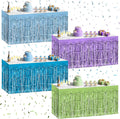 4 Pack Blue Lime Green Purple Series Table Skirts, 29x108" Metallic Foil Tinsel Fringe Table Skirt for Rectangle Tables Streamer Curtains Backdrop, Party Decorations for Birthdays, Weddings, Holidays