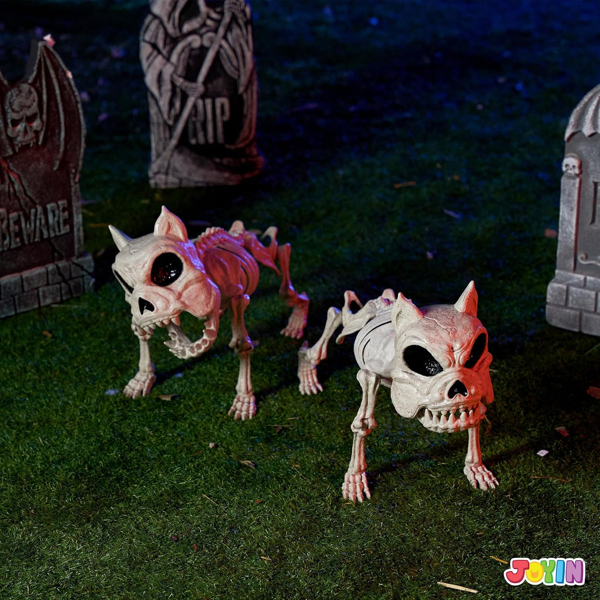 JOYIN 2 PCS 16" Poseable Dog Skeleton Halloween Decoration Animal Puppy ...