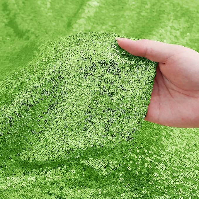 Sugargirl Apple Green Sequin Backdrop Curtain 4 Panels 2FTx8FT Glitter Apple Green Background Drapes Sparkle Photography Backdrop for Party Wedding Birthday Wall Decoration