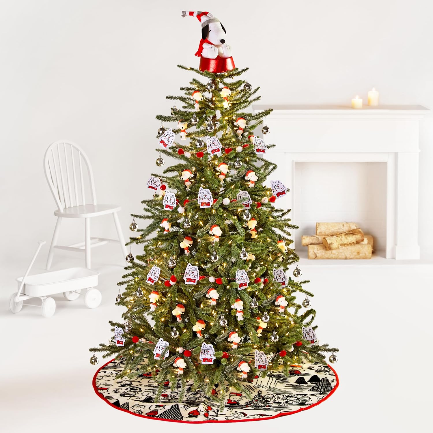 Hallmark Peanuts 48" Christmas Tree Skirt, Fabric, Gifts for Peanuts Fans