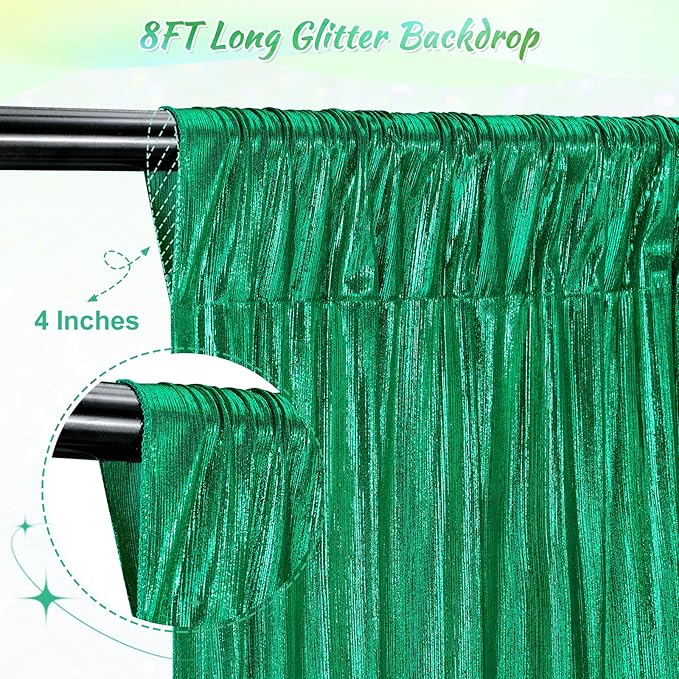 Emerald Green Backdrop Party Decorations: Backdrop Drapes Curtains 4.8FTx8FT Wrinkle Free Christmas Fabric for Sparkle Wedding Bridal Baby Shower