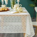 Lace Tablecloth Leaf Pattern Warp Knitting Fabric Solid White Rectangle/Oblong Table Cover for Kitchen Dining Farmhouse Wedding Party Decor Ivory, 55x120 Inch
