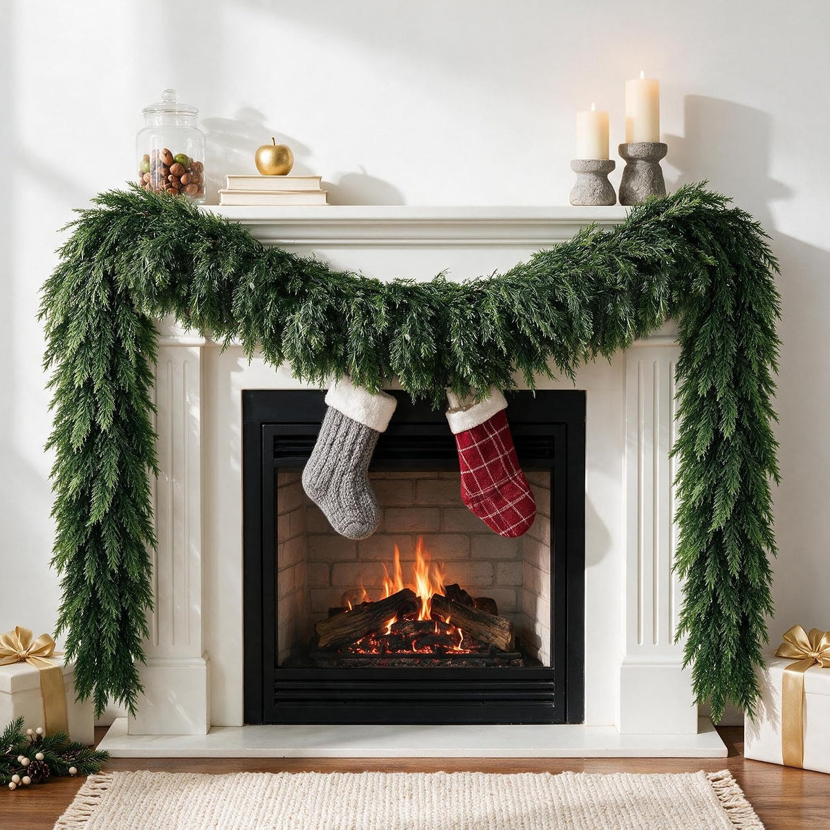 9ft christmas cedar garland,real touch soft greenery christmas, main product view