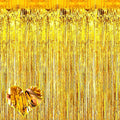 4 Pack Gold Fringe Curtain Backdrop, 3.2Ft x 6.6Ft Metallic Tinsel Foil Fringe Streamers Background for Photo Booth Birthday Wedding Baby Shower Carnival Easter Mother’s Day Party Decorations