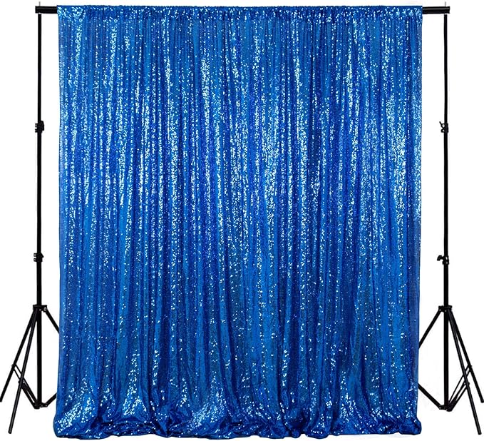 ShinyBeauty 20ftx10ft Sequins Fabric Backdrop Curtain-Royal Blue