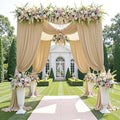 leegleri 40ftx12ft Wrinkle Free Beige Backdrop Curtain, 8 Panels 12FT Height Beige Wedding Backdrop Drapes, Silky Polyester Back Drop Cloth for Birthday Photography Background Party Backdrop Draping