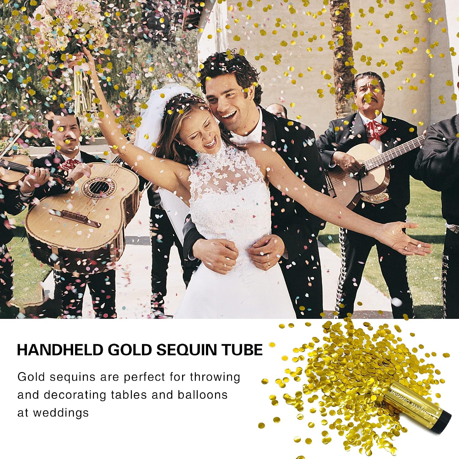 Confetti Poppers Cannons for Wedding Birthday Graduation Baby Shower Anniversary Christmas New Year's Kids Fun Party Supplies Decorations and Favors (Gold)