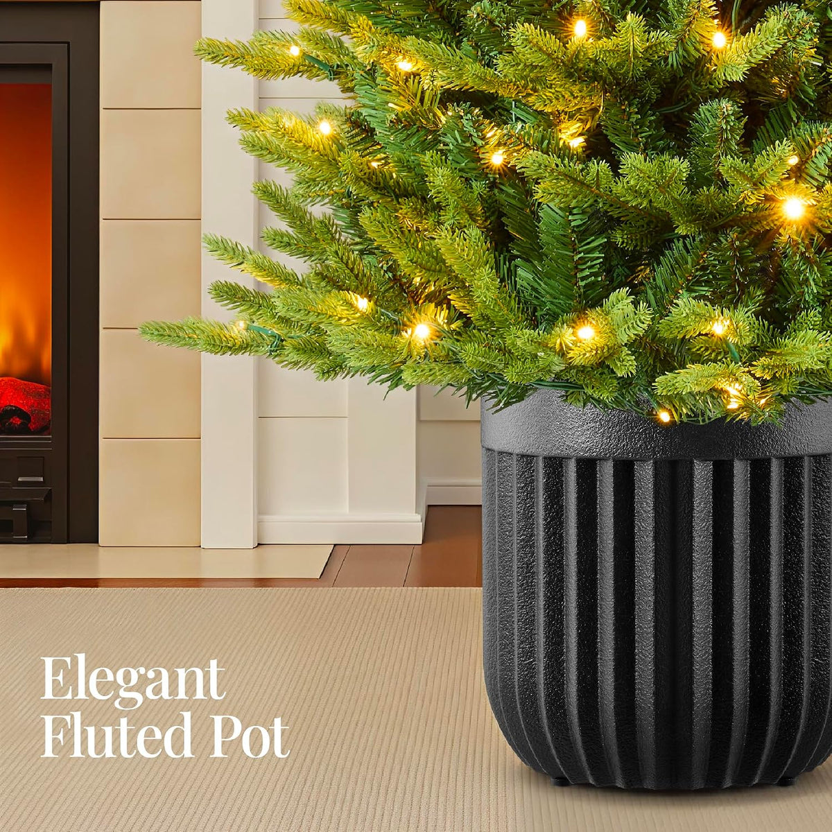 best choice products prelit potted pencil christmas tree on a desk or shelf