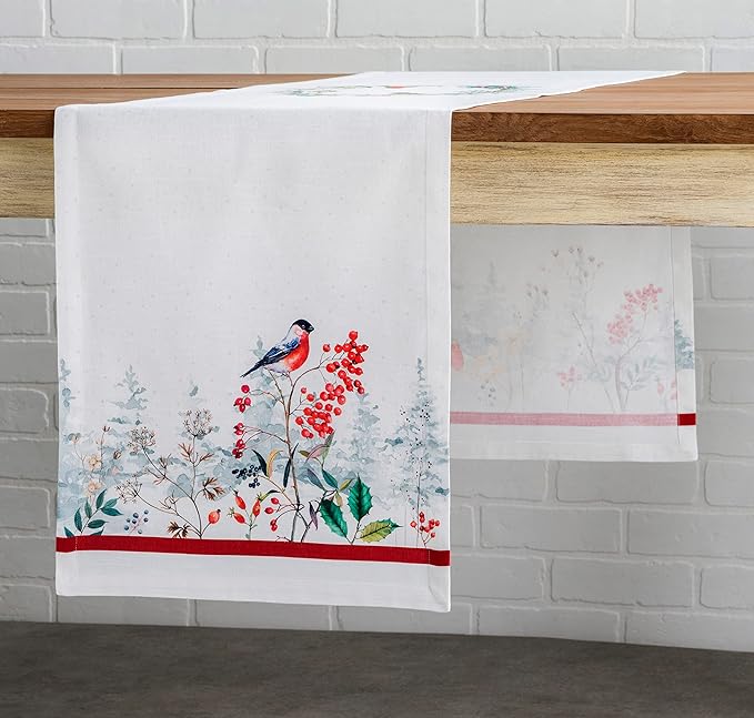 Maison d' Hermine Table Runner 100% Cotton Single Layer Table Runners 48 inches Long Decorative for Home Kitchen Dining Party Baby Shower Wedding Bridal Shower (Morzine, 14.50" x 48")