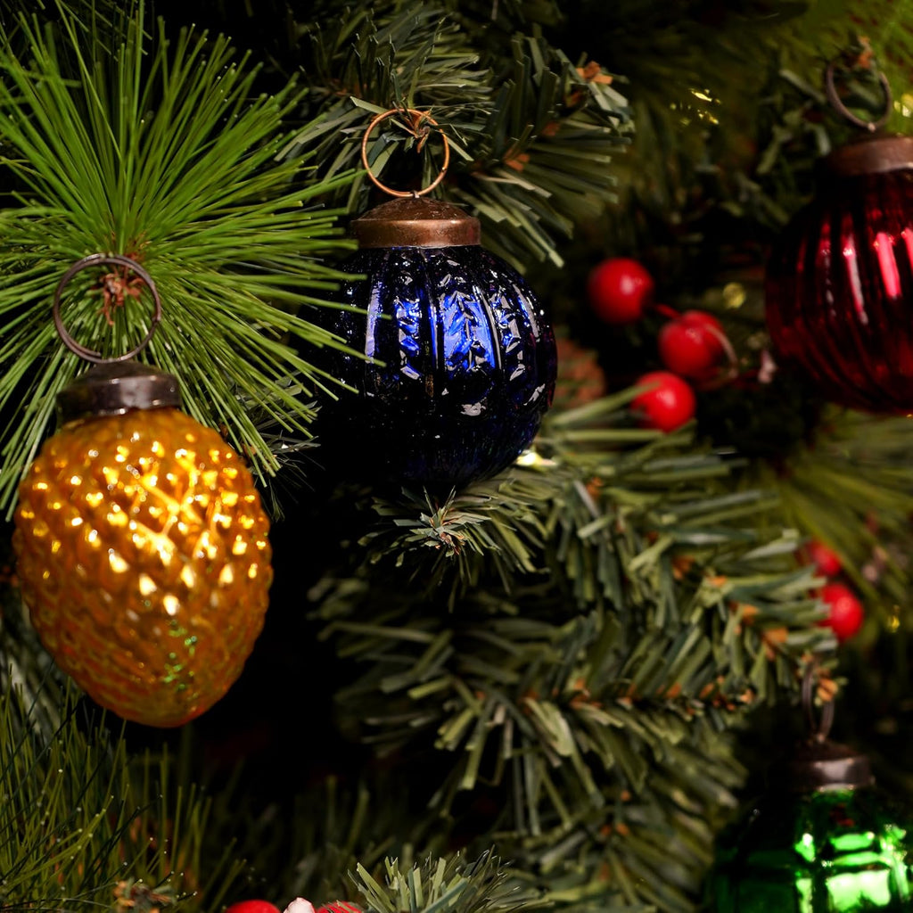 IndianShelf 12 Vintage Christmas Ornaments Multi Glass Christmas Balls Unique Large Ornaments for Christmas Tree, Halloween, New Year, Valentine Day, Holidays, Event & Wedding Party Decor- 2 Inch