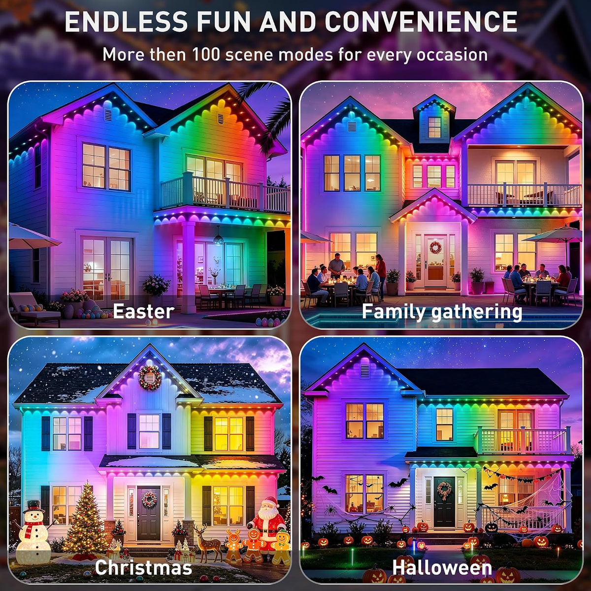 LITSOUL 600FT Permanent Outdoor Lights for House RGB+IC, Chasing Effect Smart...