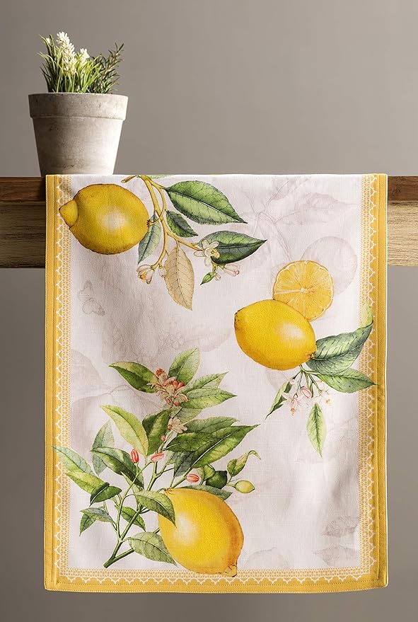Maison d' Hermine Table runner 100% Cotton Double Layer Table Runners 72 inches long Decorative for Home Kitchen Dining Party Baby Shower Wedding Bridal Shower Spring Summer (Limoncello, 14.50" x 72")