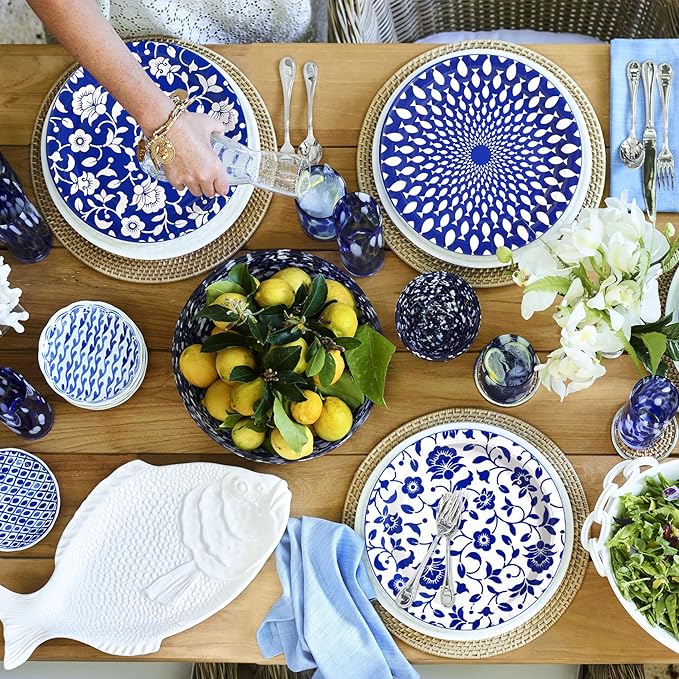 90 Pcs Paper Plates 8 Inch Bulk Thick Heavy Duty Disposable Plates Printed Blue and White Plate for Party, Wedding, Birthday, Tea, Picnic Barbecue, Everyday Use, Soak Proof, Cut Proof