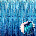 6 Pack Lake Blue Foil Fringe Curtains Backdrop, 3.28 x 8.2 Ft Metallic Streamers Tinsel Curtains Background for Photo Booth, Birthday, Weddings, Carnivals, Graduation, Themed Party Decorations