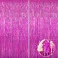 2 Pack Hot Pink Backdrop Curtain, Door Streamers, Party Streamers Decorations Rose Red Birthday Wedding Decorations Foil Fringe Photo Backdrop Party Supplies Fiesta Grad Theme Christmas Decorations