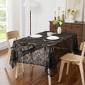 LinenZone Black Rectangle Tablecloth for Rustic Vintage Decor. Sheer Lace Tablecloth Works Great As Wedding Tablecloth, Thanksgiving Tablecloth or Baby Shower Tablecloth (Mia TC 54 x 72, Black)