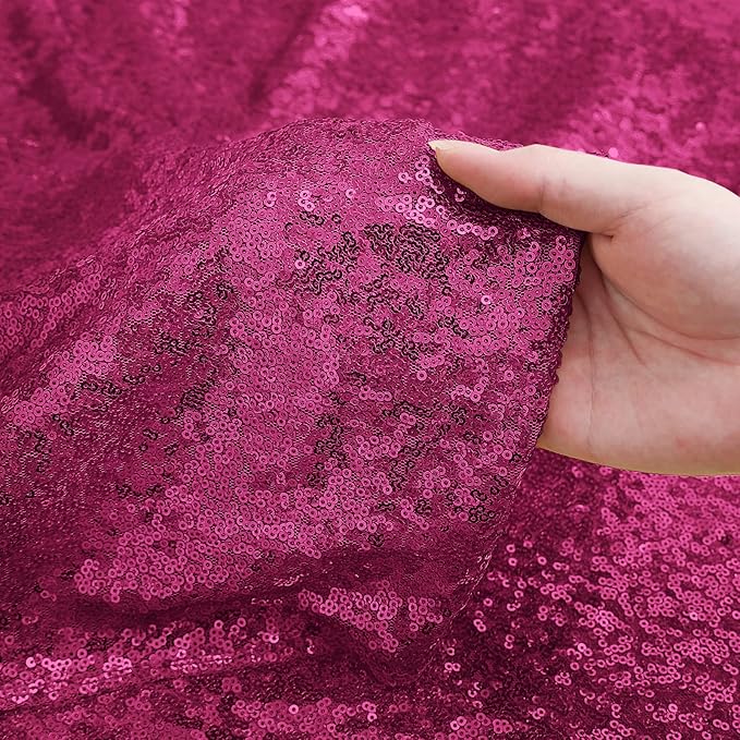 Sugargirl Fuchsia Sequin Backdrop Curtain 4 Panels 2FTx8FT Glitter Fuchsia Background Drapes Sparkle Photography Backdrop for Party Wedding Birthday Wall Decoration